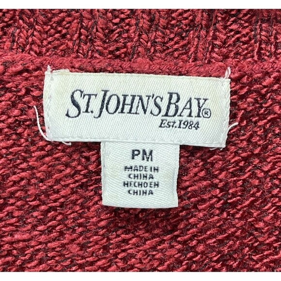 St Johns Bay Women Sz MP Red Sweater Shawl V Neck Long Sleeve Business Casual - Picture 6 of 15